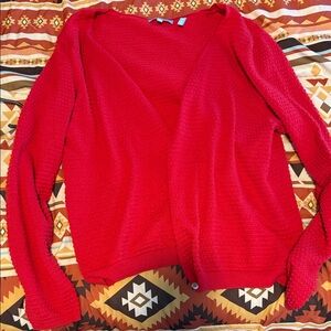 Draper James Red Textured Open-Front Cardigan